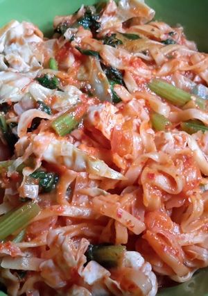 Foto resep Mie pipih pedas sayuran