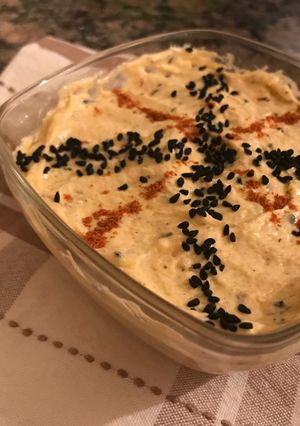 A picture of Sheep Labneh with Chili and Nigella Seeds.