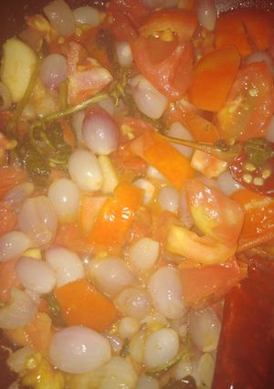 A picture of Small onion tomato thokku.