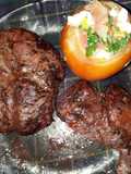 Bife americano c tomates rellenos