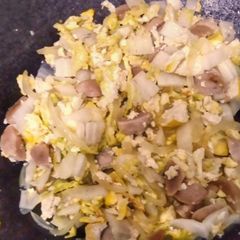 A picture of Napa Cabbage and Meat Balls Stir Fry.