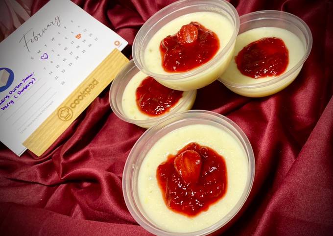 Langkah Mudah untuk Membuat Puding Durian Selai Strawberry homemade (Durberry) Anti Gagal