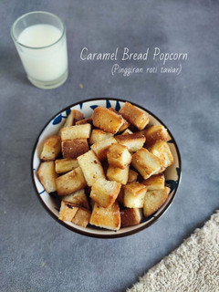 Foto resep Caramel Bread Popcorn (pinggiran roti tawar)