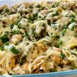 Gratin de coquillettes aux moules et aux asperges vertes