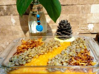 خوراک پوره کدو حلوایی و عدس