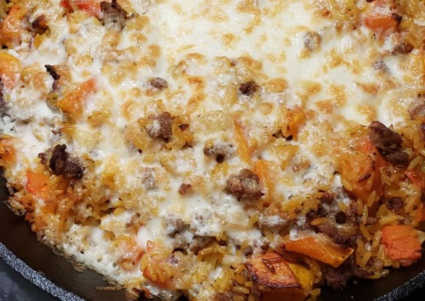 🍁Sausage and butternut squash rice skillet🍁