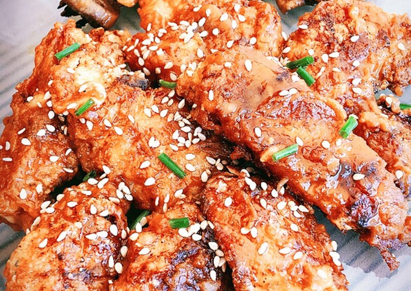 Pollo general Tso (chikitiki style). Pollo agripicante