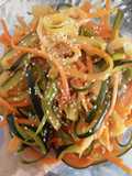 "Espaguetti" de calabacín y zanahoria...🍝🍝🍜🥕🥒🌰🍜🍝🍝