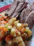 Lomo de cerdo a la cacerola con verduras