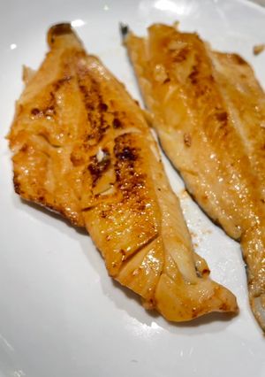 A picture of Pan fried sea bream with butter and soy sauce (taste of happiness 🌞).