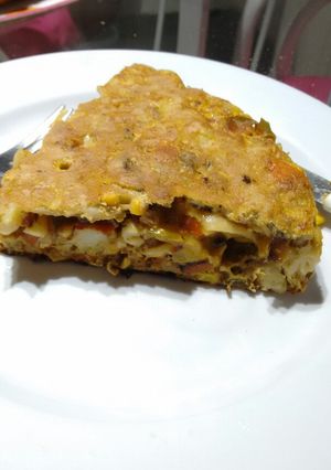 Una foto de Tortilla de fideos con verduras