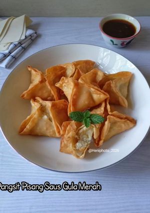 Foto resep Pangsit Pisang Saus Gula Merah