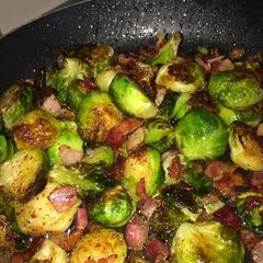 A picture of Honey bacon Brussel sprouts.