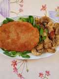 Cotoletta senza osso alla milanese con funghi