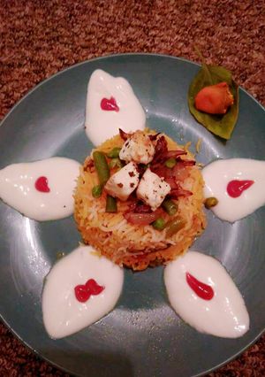 A picture of Makhani paneer Biryani.