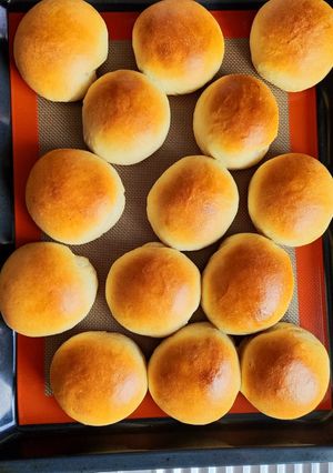 A picture of Sweet soft roll with whipped cream instead milk.