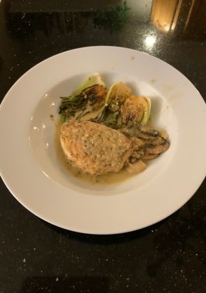 A picture of Swordfish sh Fi in a Jalapeño Lemon Butter Sauce.