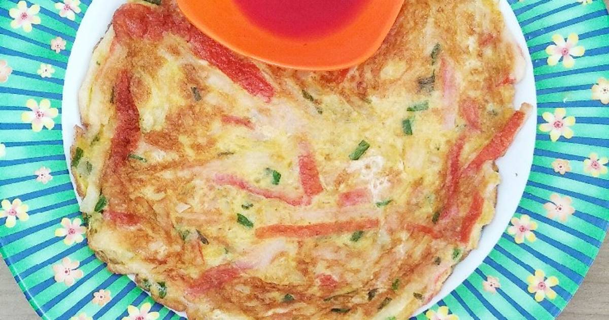 Resep Korean crab jeon (crab stick omelette) oleh Yelvi Levani Cookpad