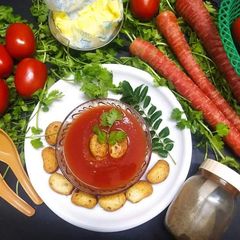 Tomato carrot soup A picture of Tomato carrot soup.