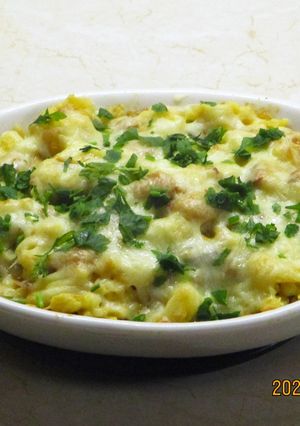 Sült nokedli bacon-nel és babbal recept fotója
