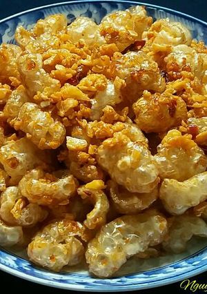 Hình của món Da heo chiên mắm tỏi.