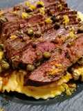 Flat iron steak with caper and tarragon brown butter