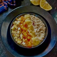 Healthy Citrus Breakfast Porridge with Mosambi, Oats, Amaranth and mixed fruits A picture of Healthy Citrus Breakfast Porridge with Mosambi, Oats, Amaranth and mixed fruits.