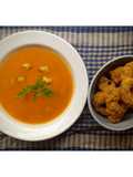 Sopa de mejillones y rabas rebozadas