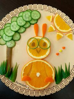 عکسی از دستور بشقاب میوه کودک(خرگوش باهوش)😍