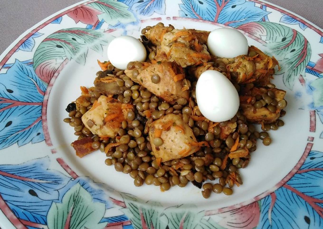 Ensalada de lentejas con pollo