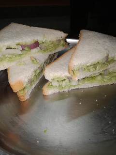A picture of Cucumber and onion sandwich.