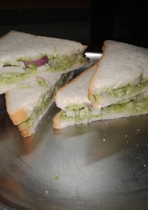 A picture of Cucumber and onion sandwich.