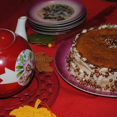 A picture of Sponge cake with Nutella butter cream.