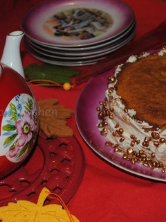 A picture of Sponge cake with Nutella butter cream.