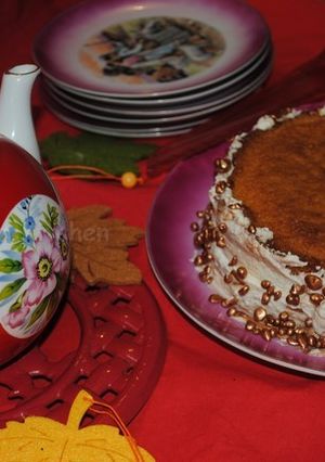 A picture of Sponge cake with Nutella butter cream.
