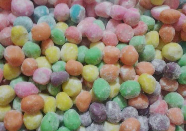 Resep Permen bola bola susu rainbow Anti Gagal