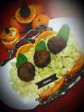 Creamy pasta with mutton orange meatballs