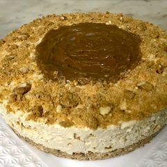 Dulce de leche cheesecake A picture of Dulce de leche cheesecake.
