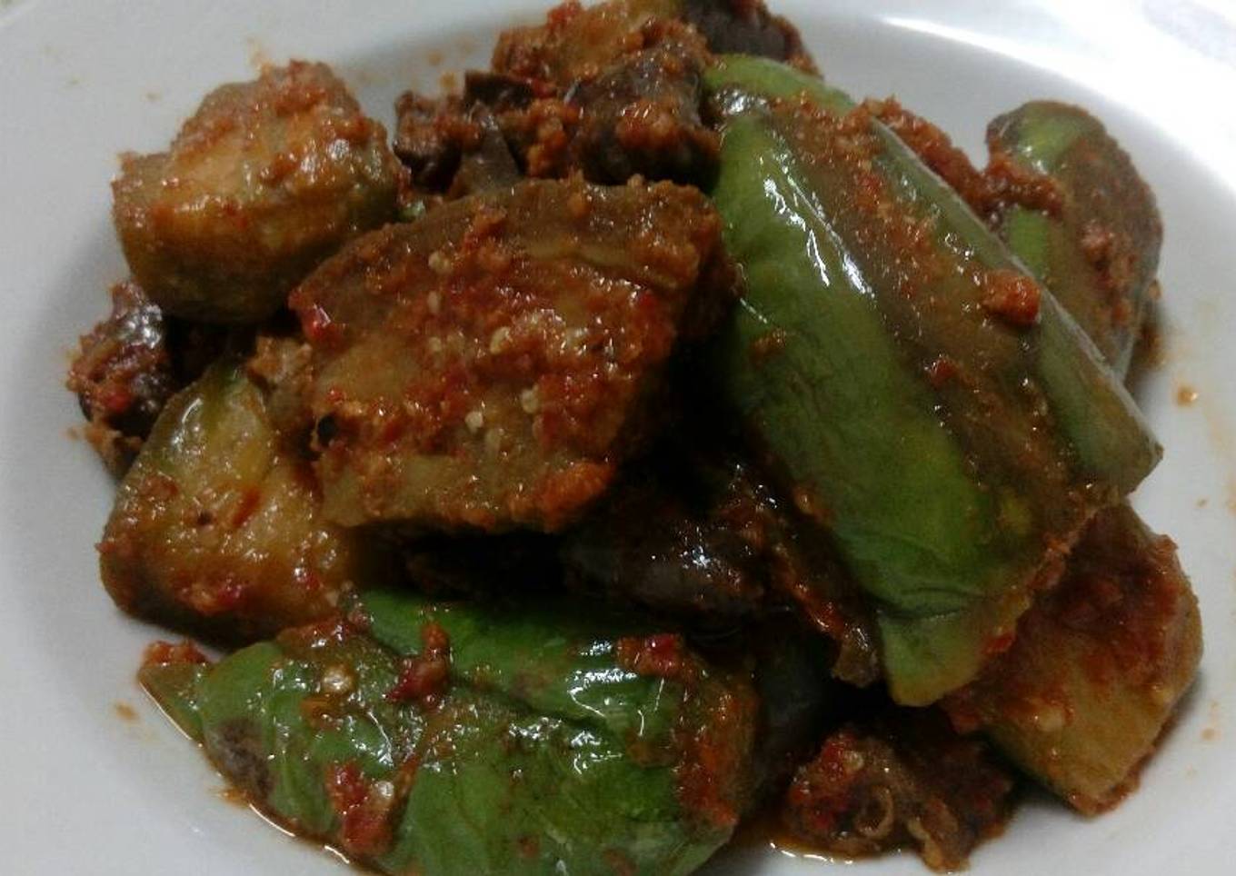 Terong balado with jantung ayam