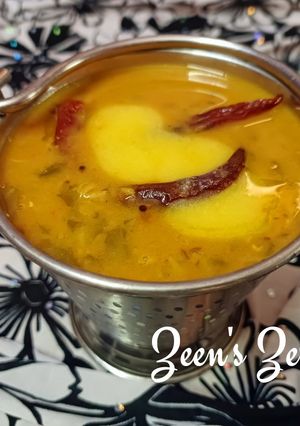 A picture of Fenugreek Greens and Spring Onion Daal/Methi Hari Pyaaz Daal.