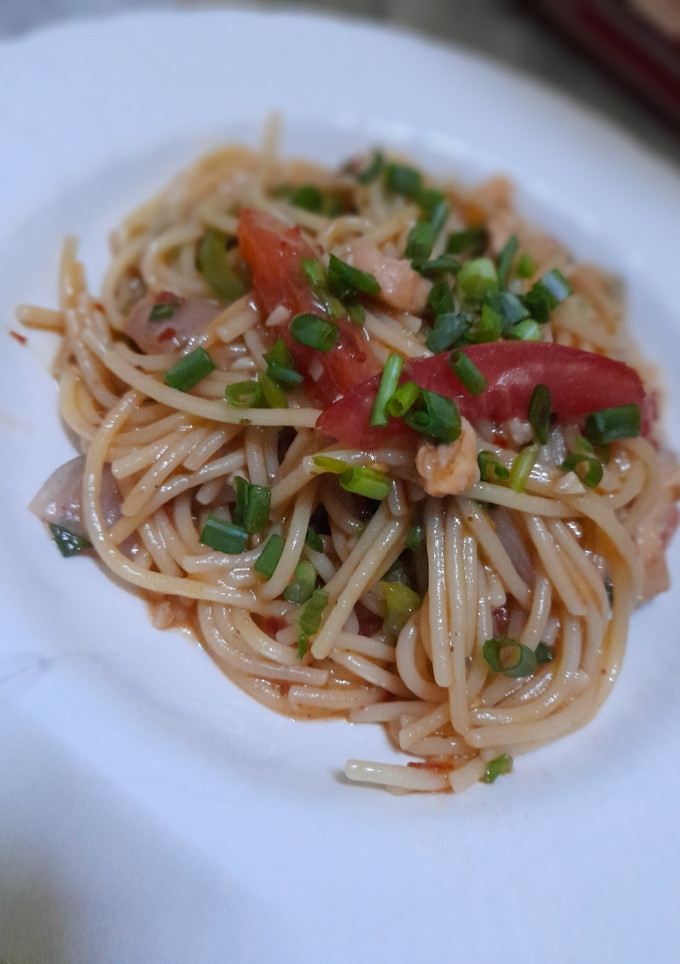 A picture of Fajita spaghetti!🍝.