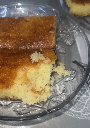 صورة لوصفة بسبوسة زمان طرية شهية لذيذه🤤