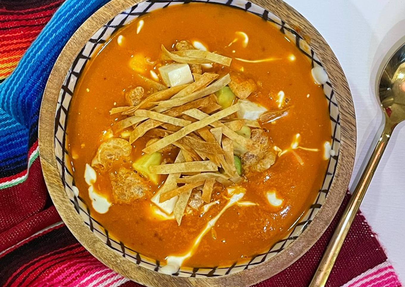 Sopa azteca o de tortilla en freidora de aire