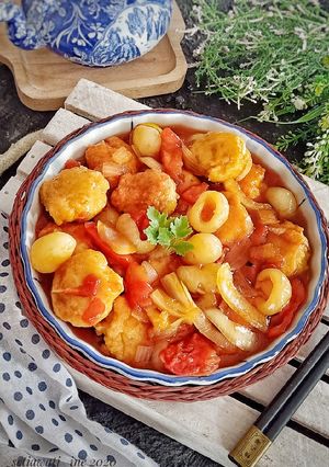 Foto resep Bola Ayam Leci Asam Manis