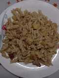 Fideos con papas revueltas con huevo y carne súper fáciles