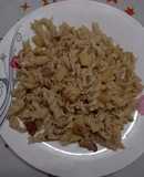 Fideos con papas revueltas con huevo y carne súper fáciles