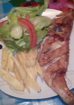A picture of Red fish and chips.