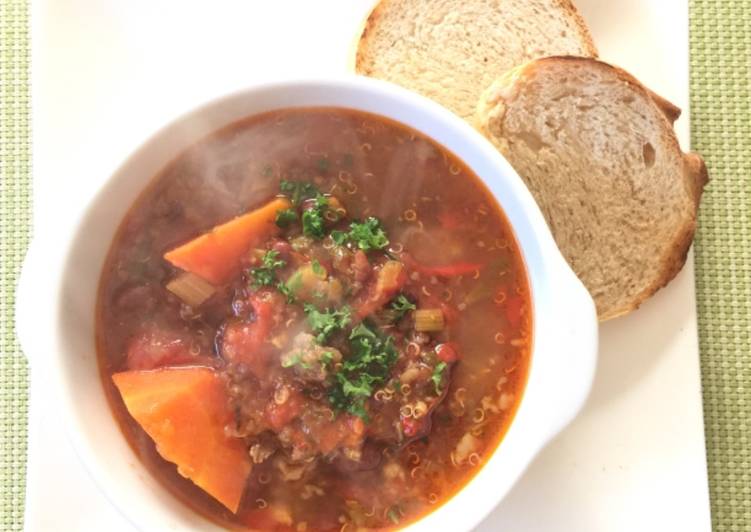Cara Gampang Membuat Tomato Beef Soup with Quinoa & Red Beans yang Menggugah Selera