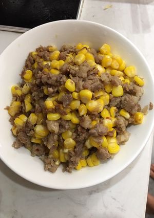 Hình của món Thịt bằm xào ngô cái bang.