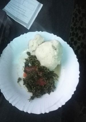 A picture of Saga and dodo served with Ugali.